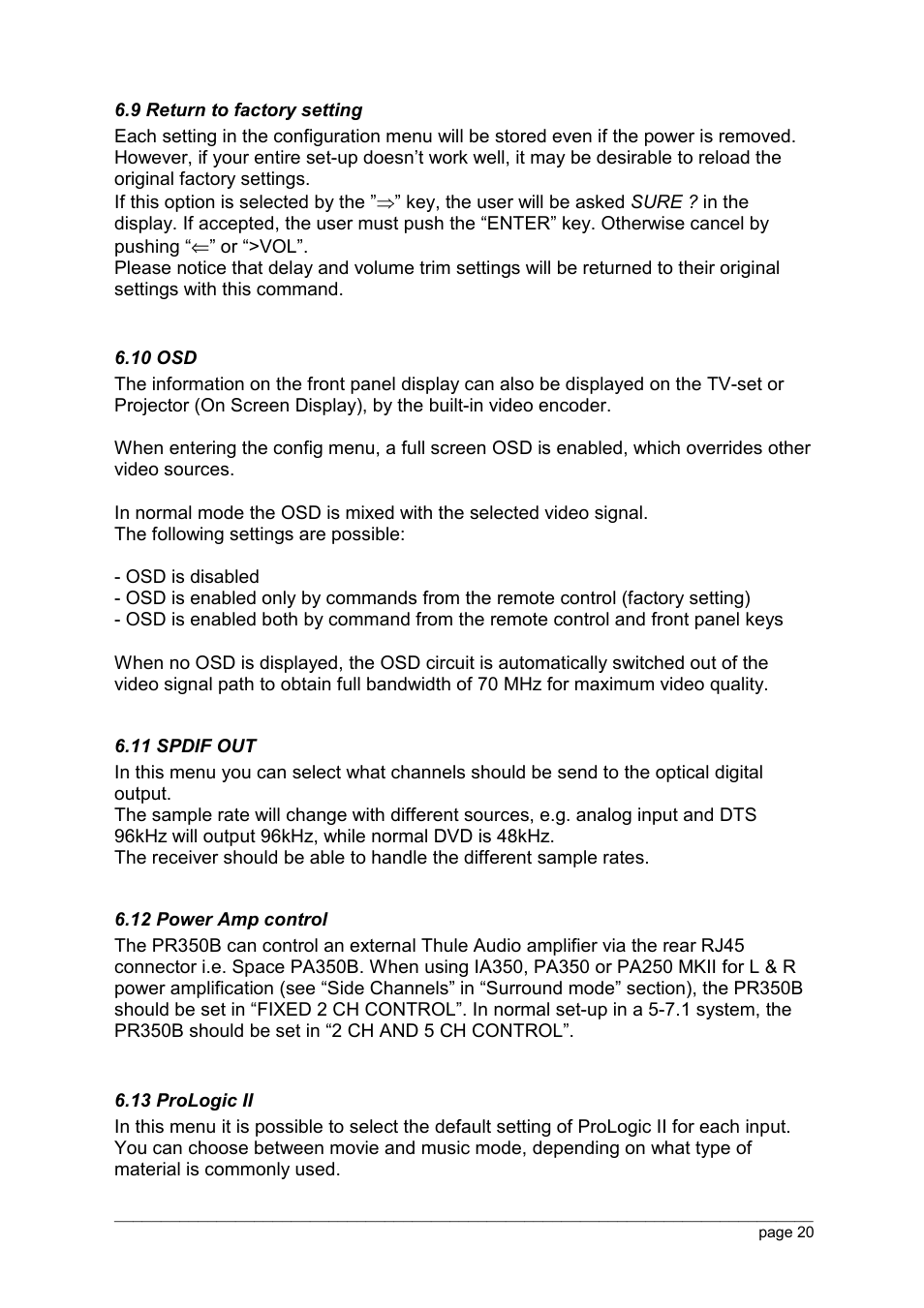 Thule PR350 B V350 User Manual | Page 20 / 26