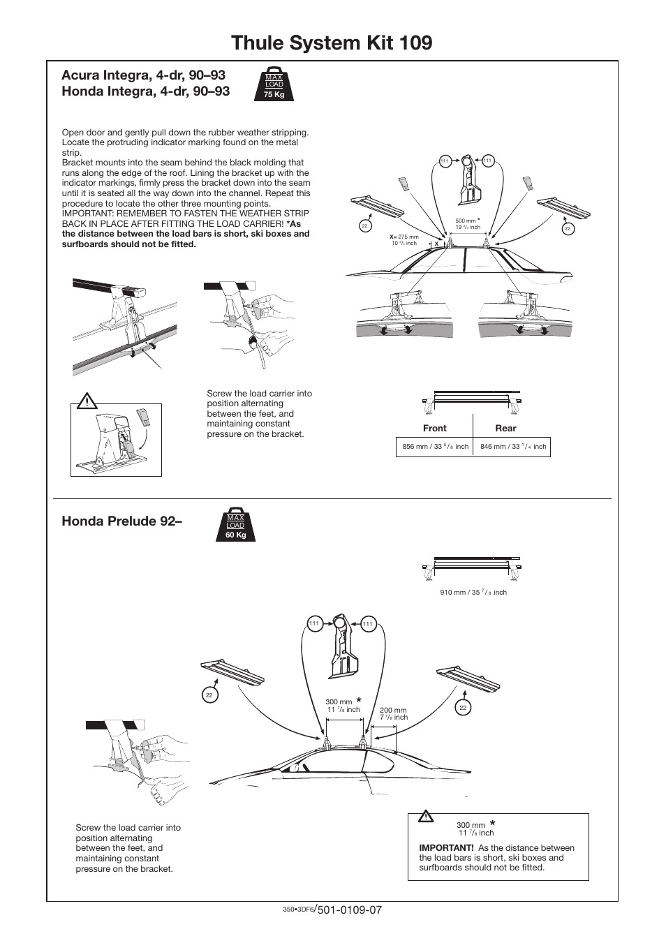 Thule 109 User Manual | 1 page