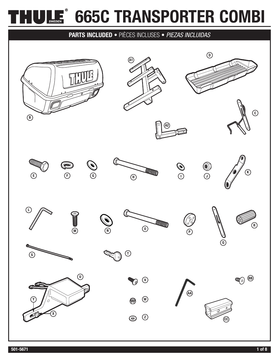 Thule Transporter Combi 665C User Manual | 10 pages