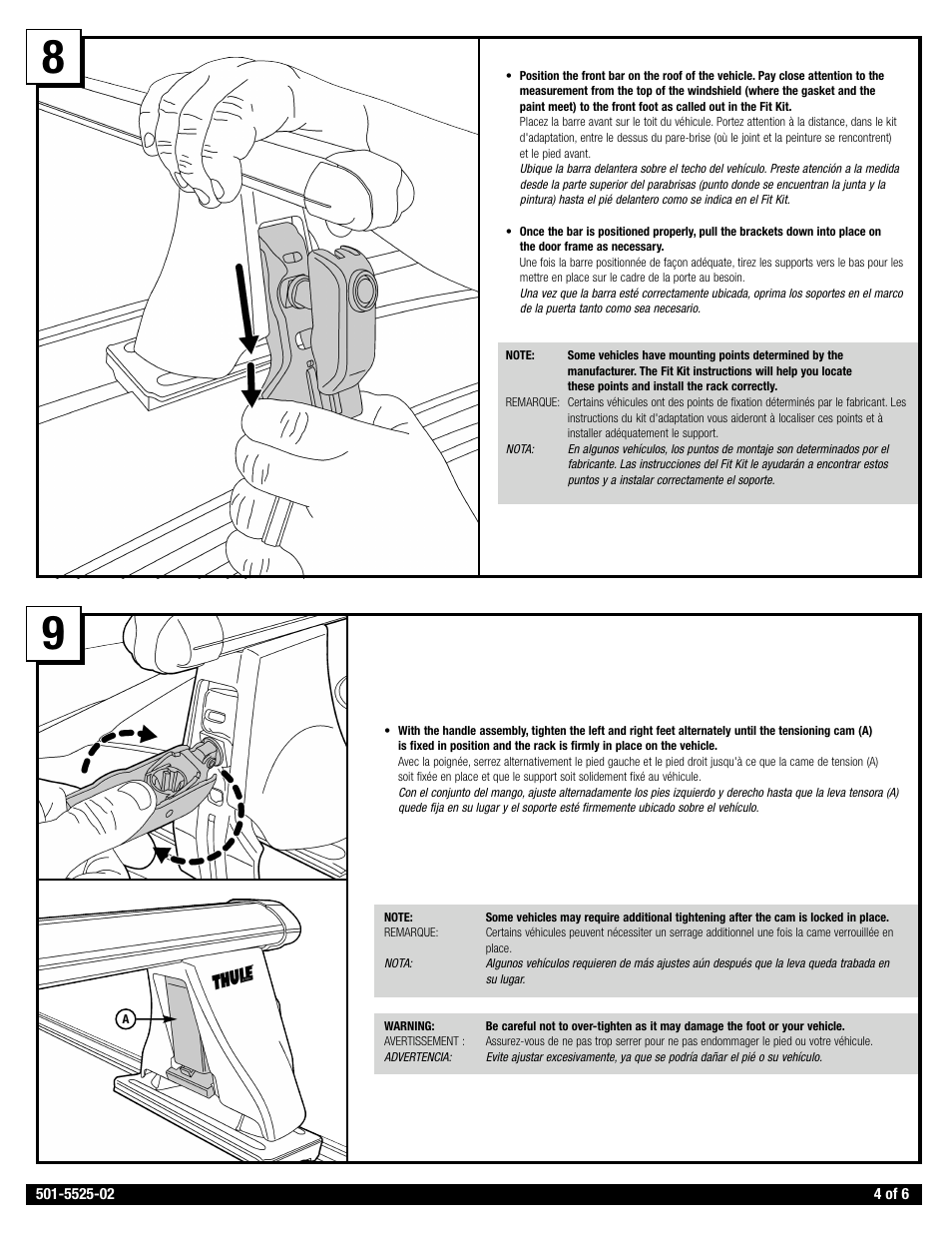 Thule Rapid Aero Foot Pack 400XTR User Manual | Page 4 / 8