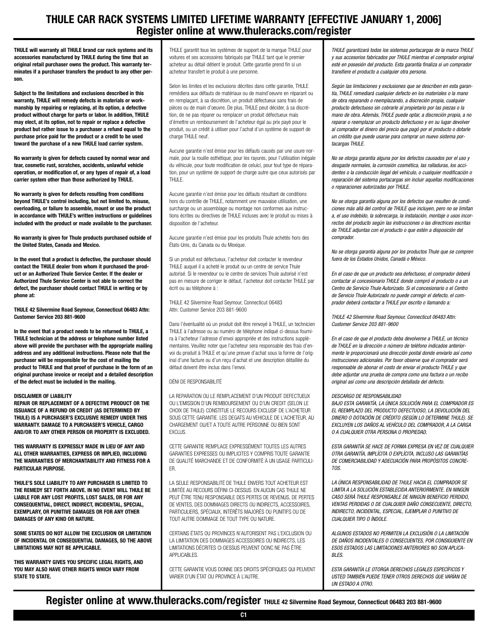 Thule Rapid Aero Foot Pack 400XTR User Manual | Page 8 / 8