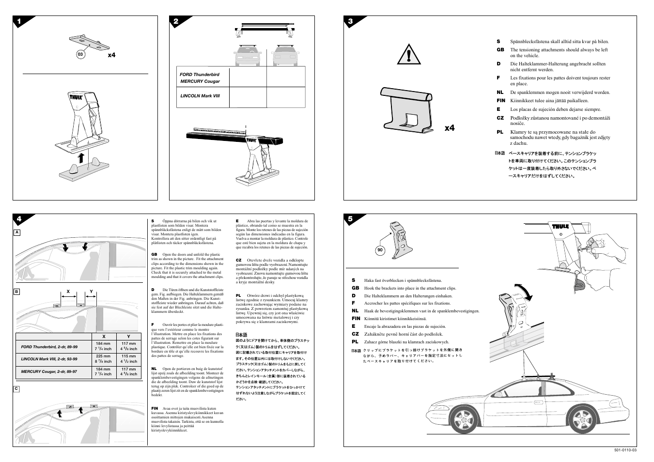 Mm/inch | Thule Kit 110 User Manual | Page 2 / 2