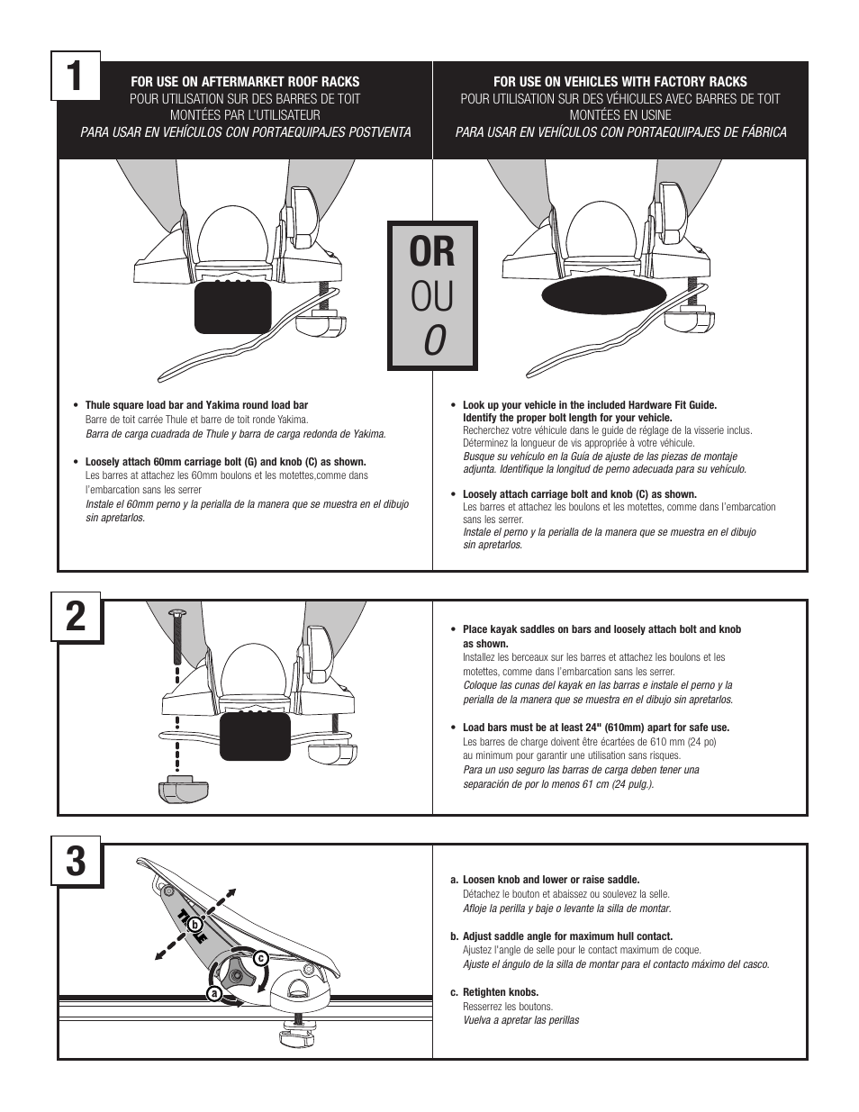 1or ou o 3 2 | Thule Set-to-Go Saddle 878xt User Manual | Page 2 / 6