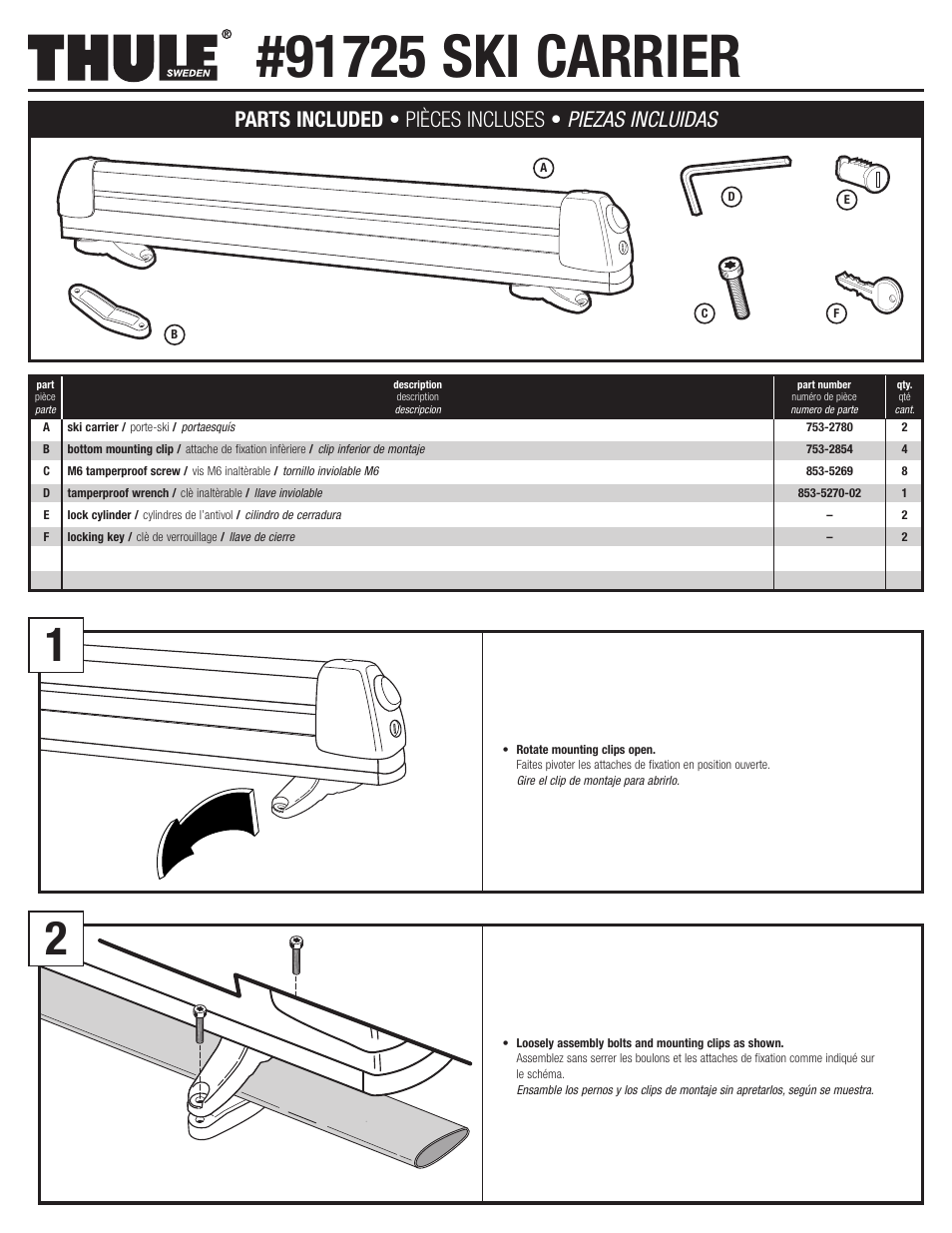 Thule 91725 User Manual | 4 pages