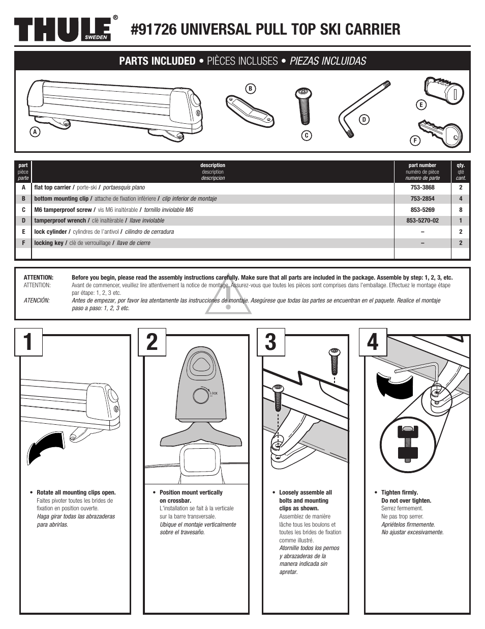 Thule 91726 User Manual | 5 pages