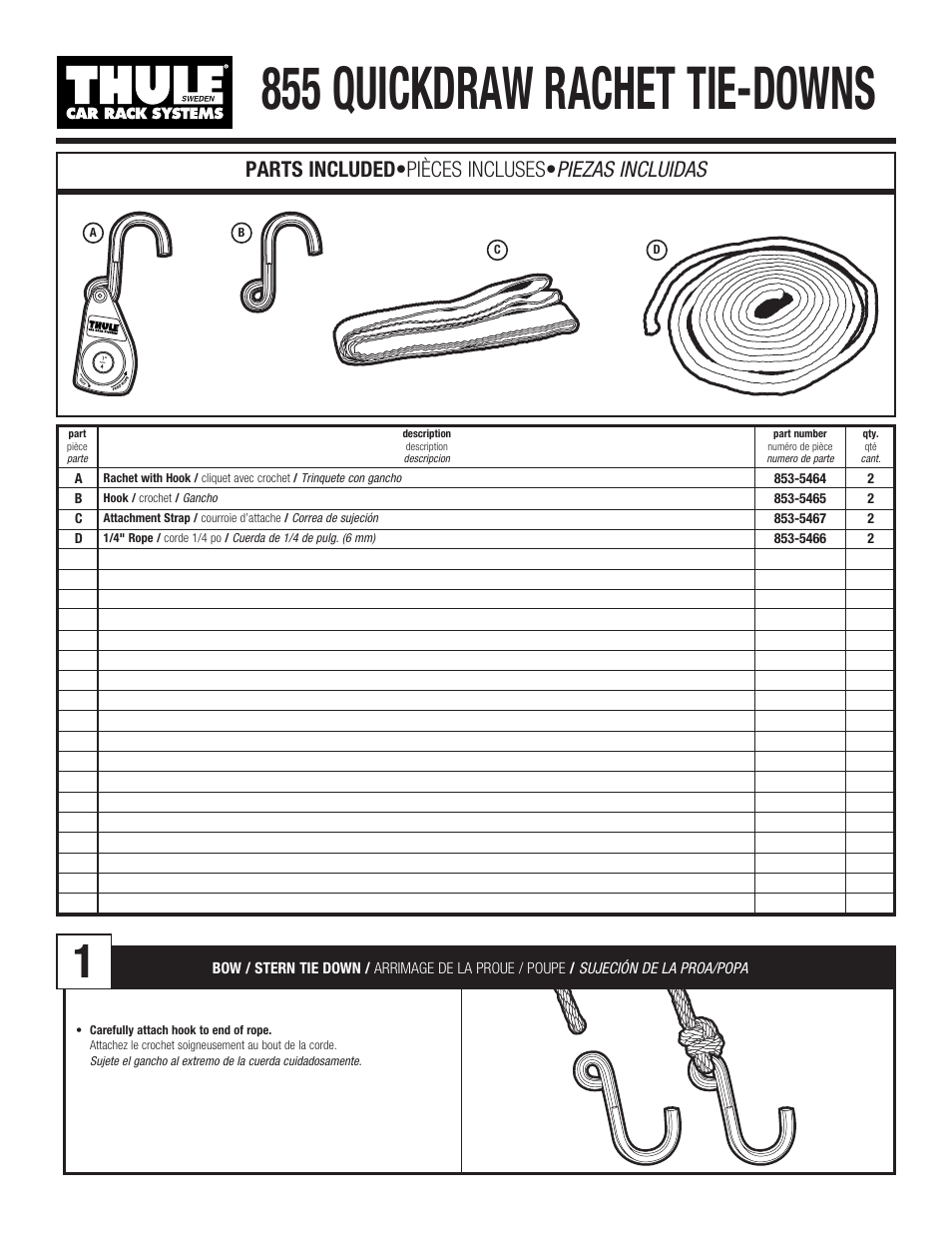 Thule 855 Quickdraw User Manual | 4 pages