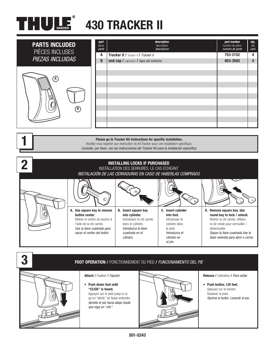 Thule 430 Tracker II User Manual | 3 pages