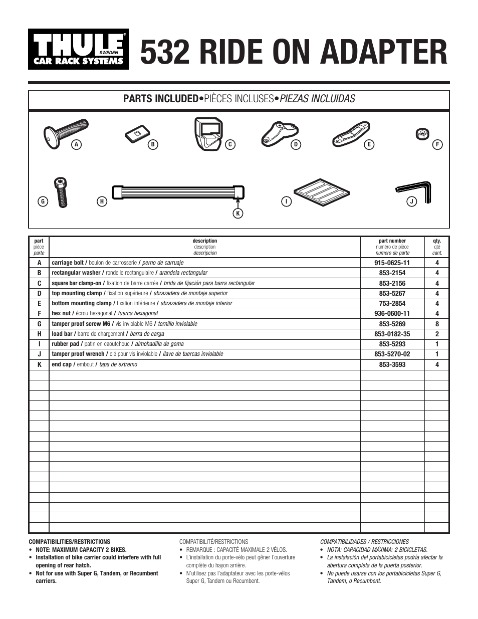 Thule 532 User Manual | 5 pages