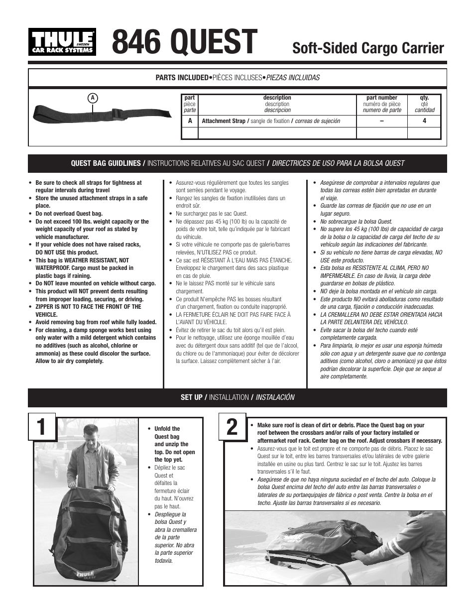 Thule Quest Bag 846 User Manual | 5 pages