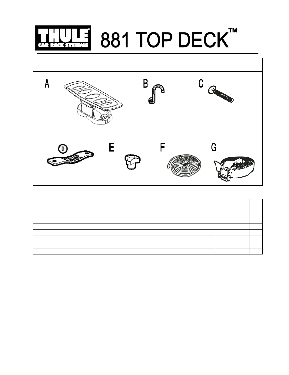 Thule 881 Top Deck User Manual | 6 pages