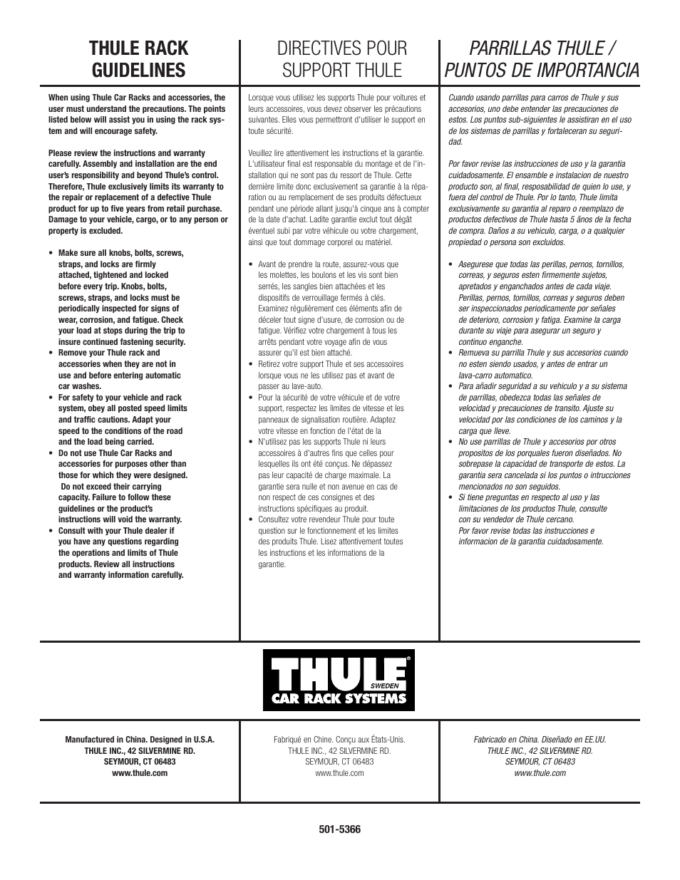 Parrillas thule / puntos de importancia | Thule QUICKDRAW RACHET TIE-DOWNS 855 User Manual | Page 3 / 3