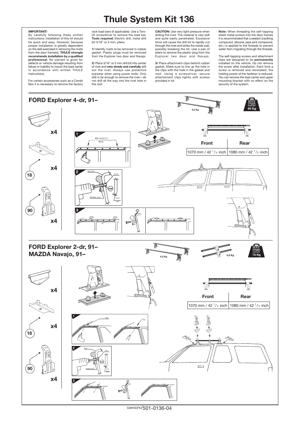 Thule 136 User Manual | 1 page