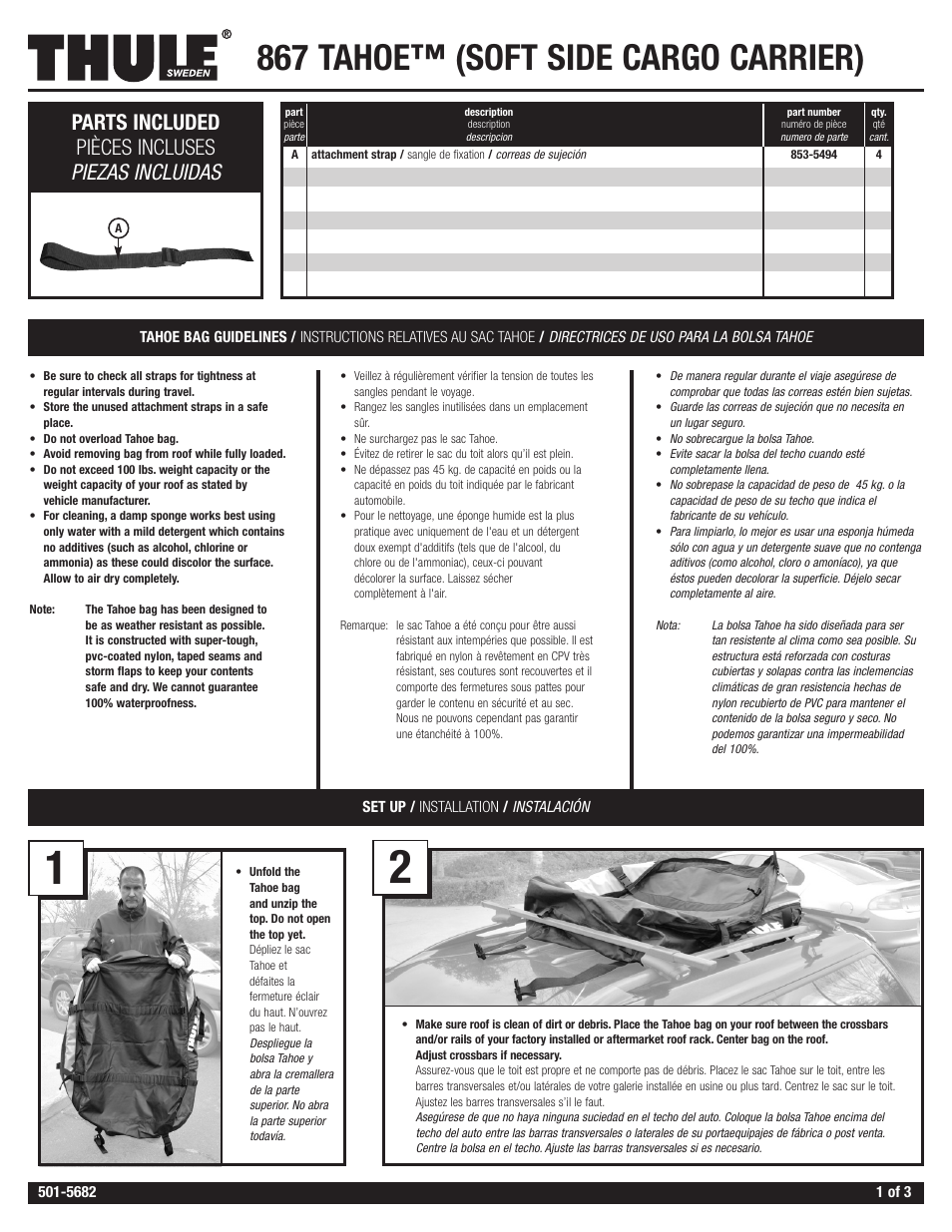 Thule Tahoe Bag 867 User Manual | 5 pages