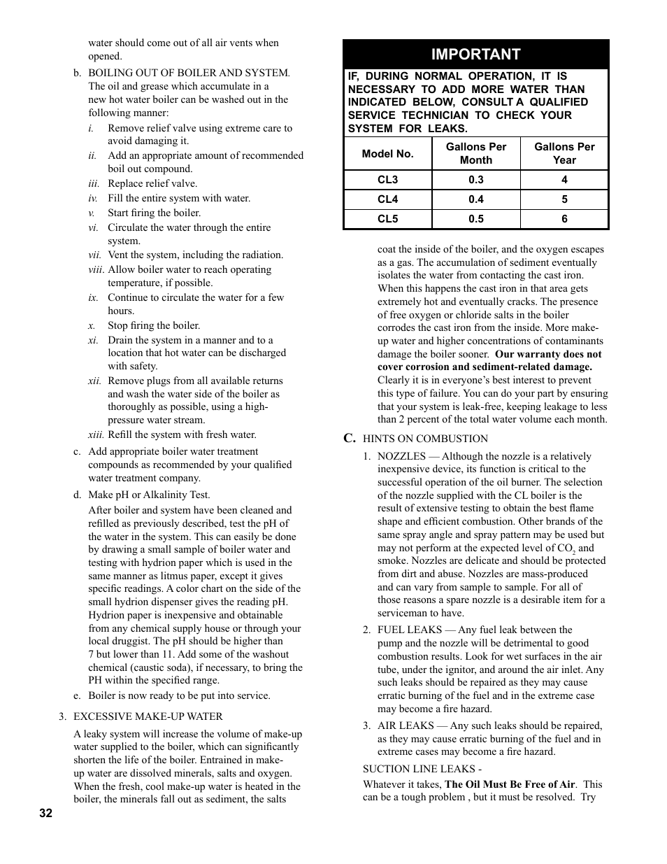 Important | The New Yorker Store Cast Iron-Oil Fired Boiler CL User Manual | Page 32 / 52