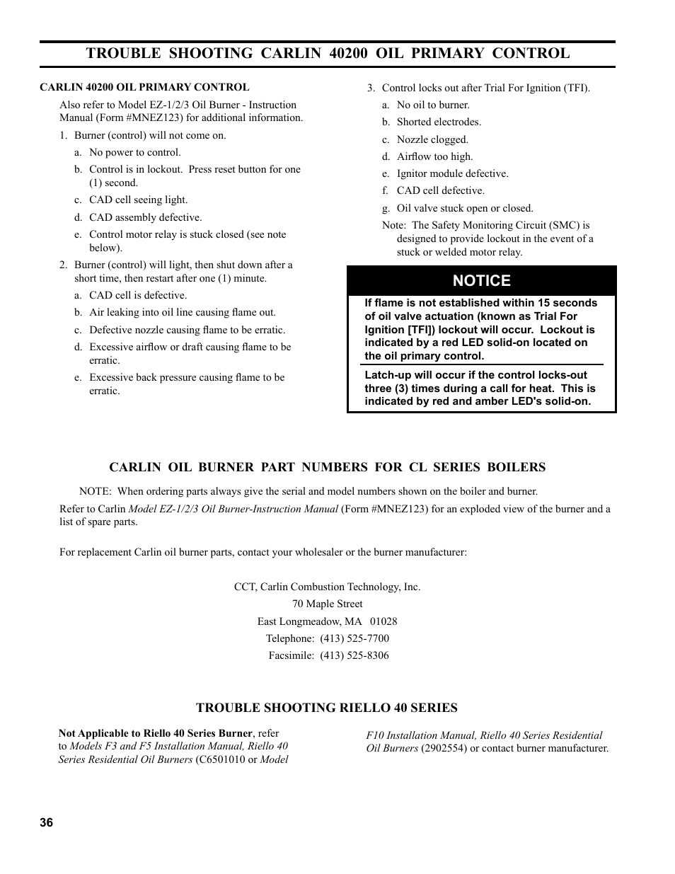 Notice | The New Yorker Store Cast Iron-Oil Fired Boiler CL User Manual | Page 36 / 52