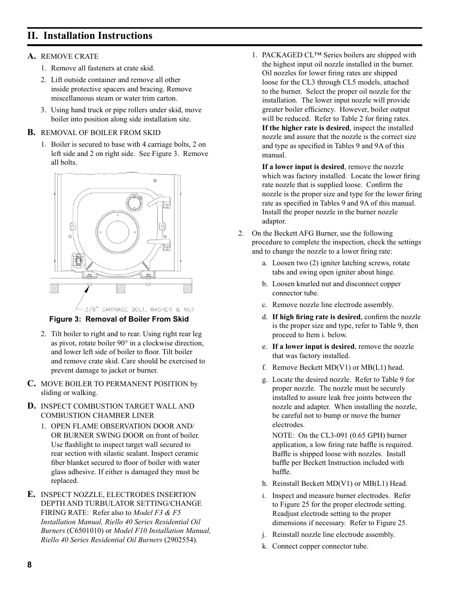 Ii. installation instructions | The New Yorker Store Cast Iron-Oil Fired Boiler CL User Manual | Page 8 / 52