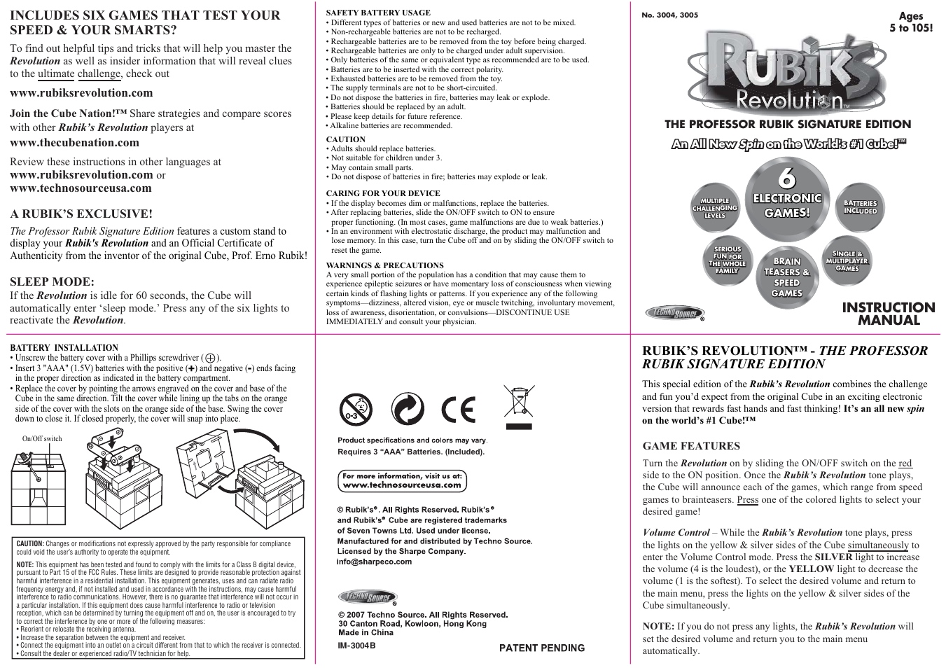 Instruction manual | Techno Source Rubik's Revolution Signature Edition User Manual | Page 2 / 2