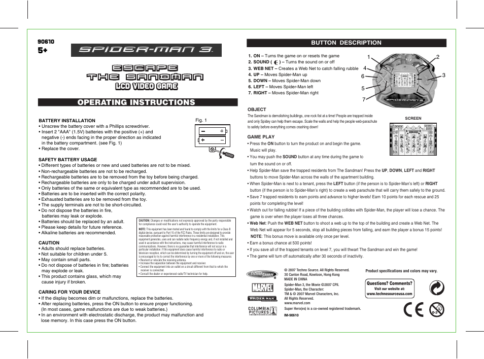 Techno Source 90610 User Manual | 1 page