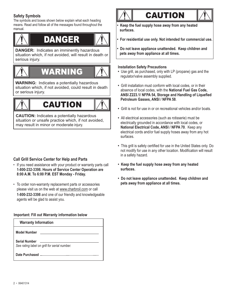Danger, Warning, Caution | Thermos EXPRESS 06401314 User Manual | Page 2 / 20