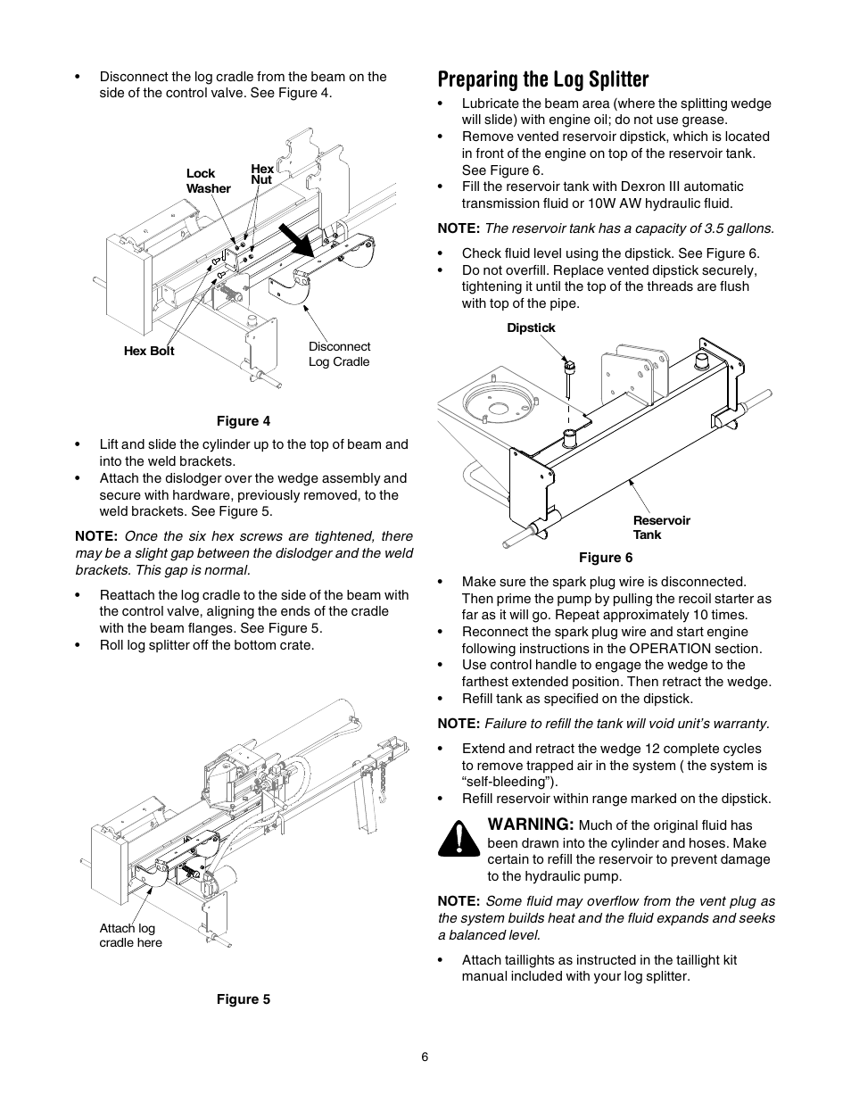 Preparing the log splitter | Troy-Bilt LS275 User Manual | Page 6 / 16