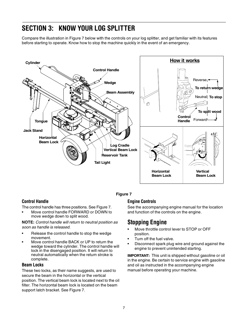Stopping engine | Troy-Bilt LS275 User Manual | Page 7 / 16
