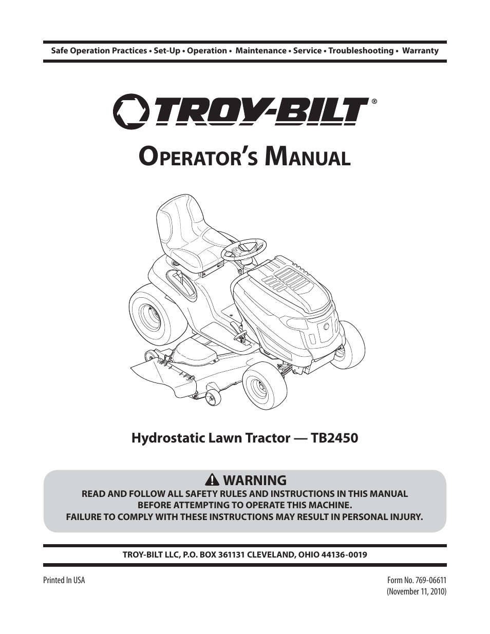 Troy-Bilt TB2450 User Manual | 36 pages