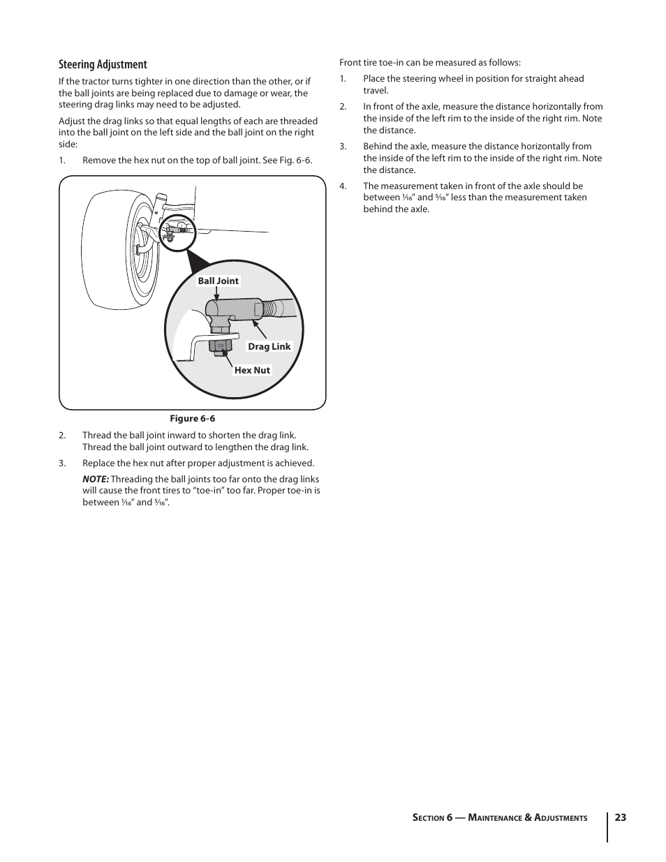 Steering adjustment | Troy-Bilt TB2450 User Manual | Page 23 / 36