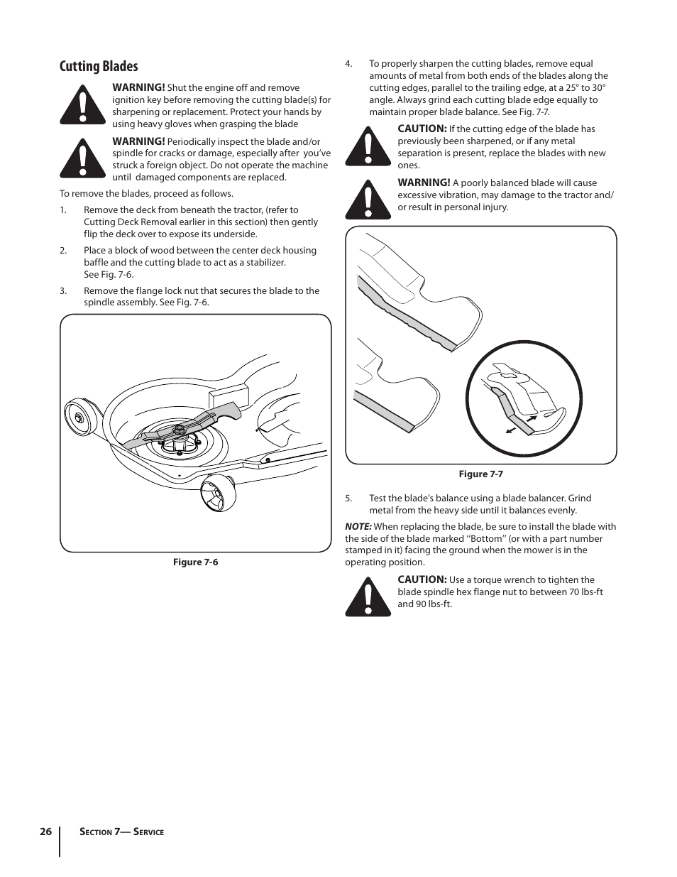 Cutting blades | Troy-Bilt TB2450 User Manual | Page 26 / 36