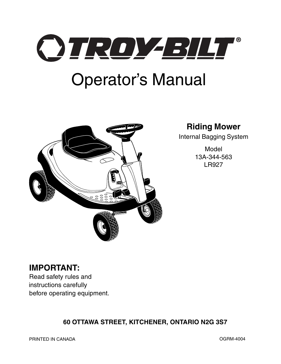 Troy-Bilt 13A-344-563 User Manual | 21 pages