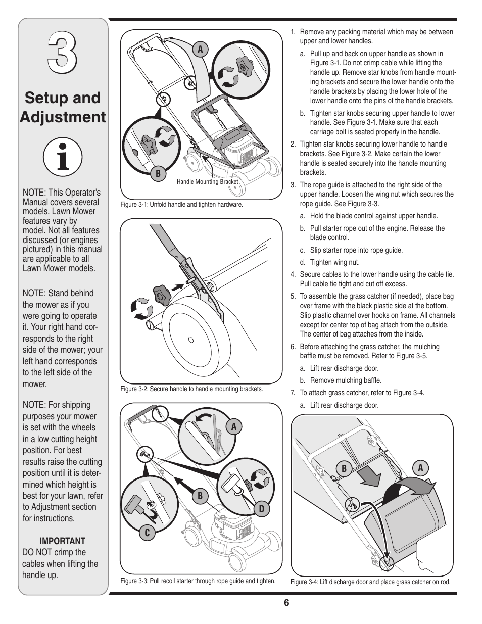 Setup and adjustment | Troy-Bilt 830 User Manual | Page 6 / 20