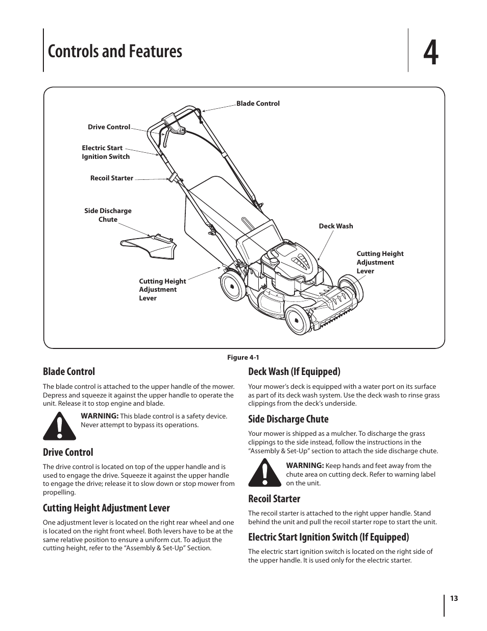 Controls and features | Troy-Bilt TB280 ES User Manual | Page 13 / 52