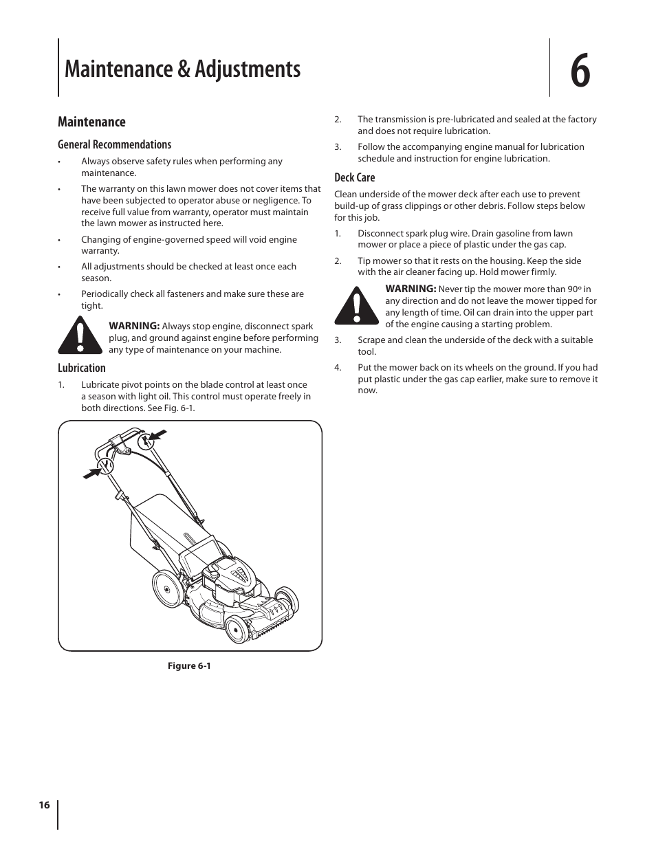 Maintenance & adjustments, Maintenance | Troy-Bilt TB280 ES User Manual | Page 16 / 52