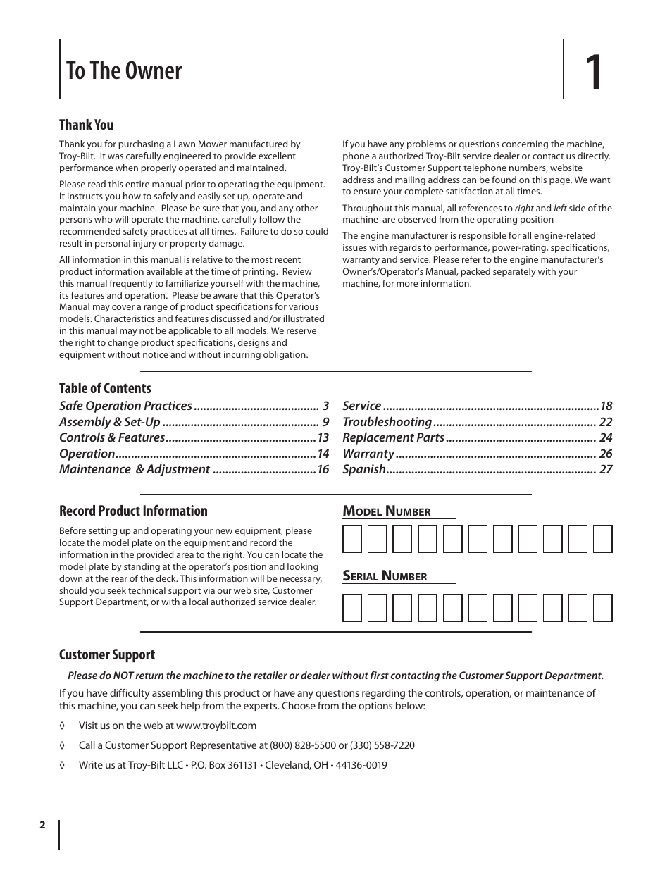 Troy-Bilt TB280 ES User Manual | Page 2 / 52
