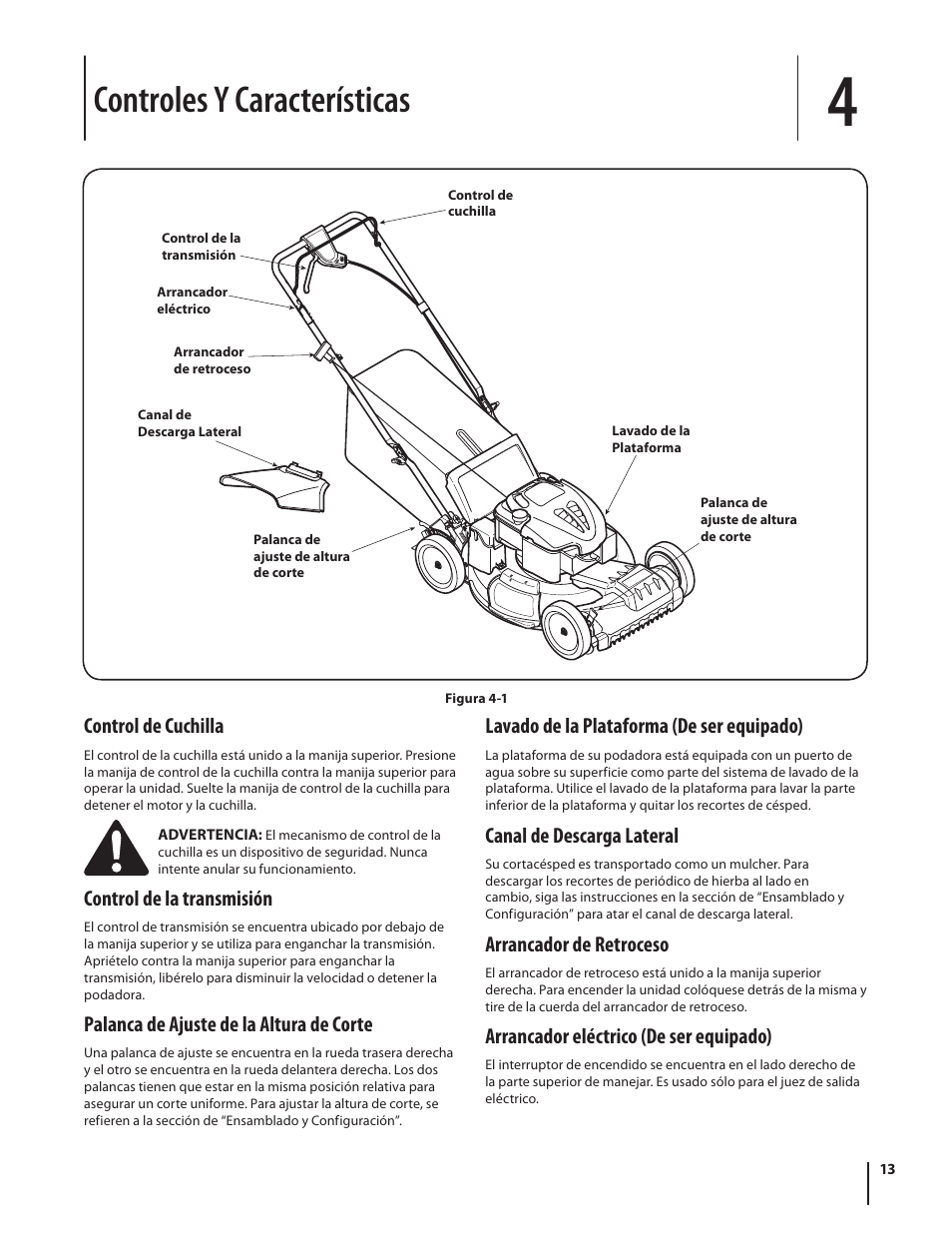 Controles y características | Troy-Bilt TB280 ES User Manual | Page 39 / 52