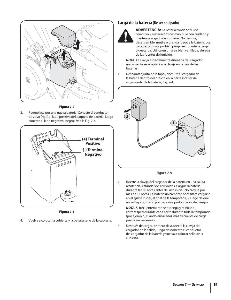 Carga de la batería | Troy-Bilt TB280 ES User Manual | Page 45 / 52