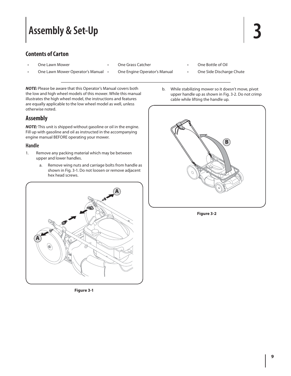 Assembly & set-up, Contents of carton, Assembly | Troy-Bilt TB280 ES User Manual | Page 9 / 52