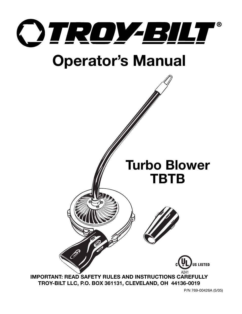 Troy-Bilt TBTB User Manual | 36 pages