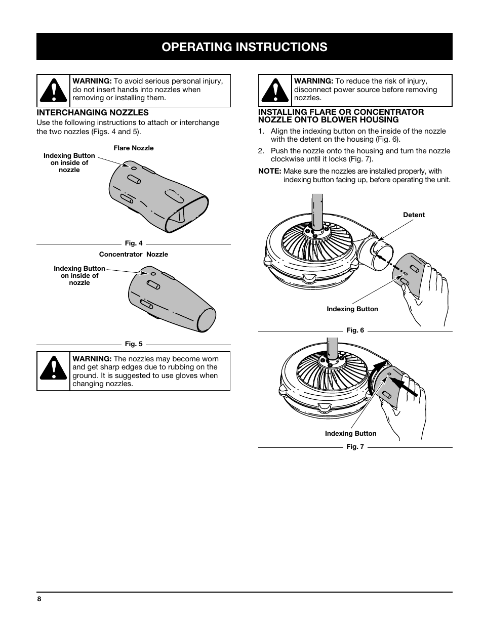 Operating instructions | Troy-Bilt TBTB User Manual | Page 8 / 36