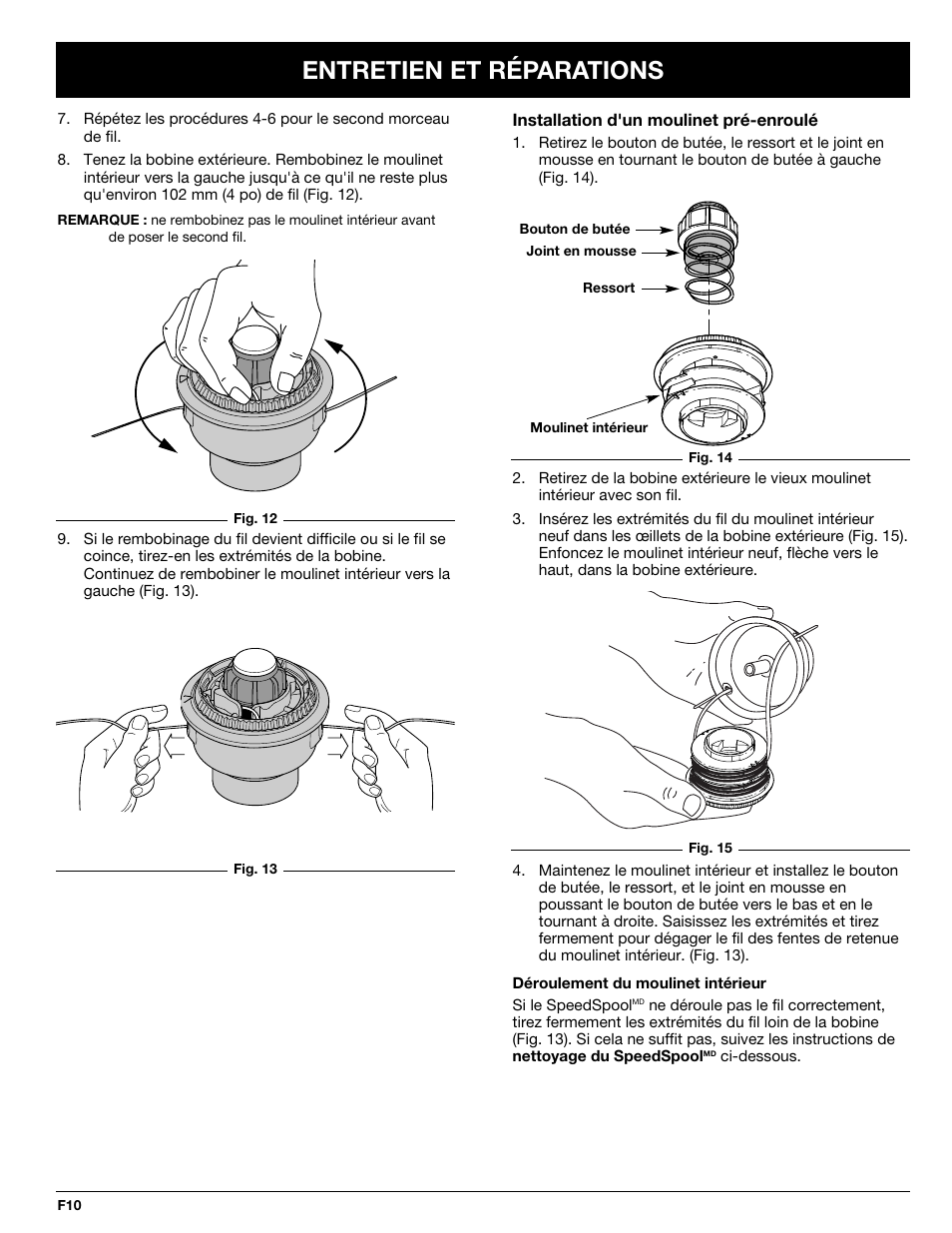 Entretien et réparations | Troy-Bilt 769-00425A User Manual | Page 26 / 48