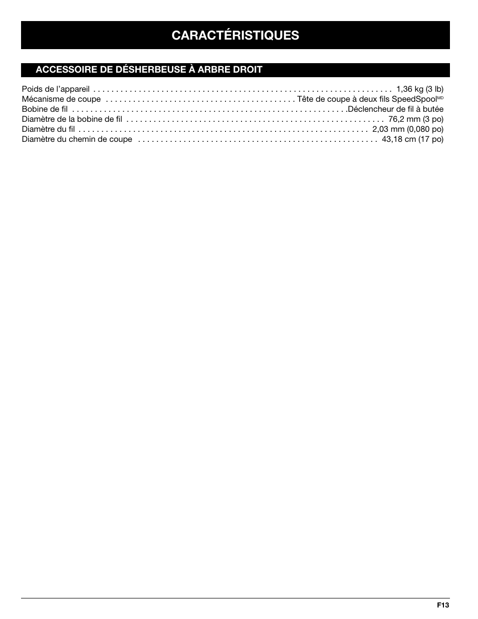 Caractéristiques | Troy-Bilt 769-00425A User Manual | Page 29 / 48