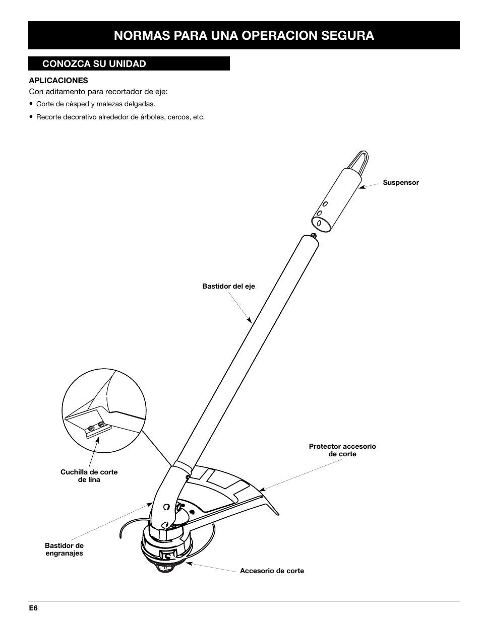 Normas para una operacion segura | Troy-Bilt 769-00425A User Manual | Page 38 / 48