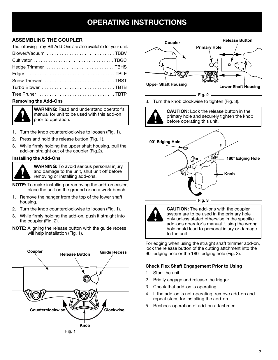 Operating instructions | Troy-Bilt 769-00425A User Manual | Page 7 / 48