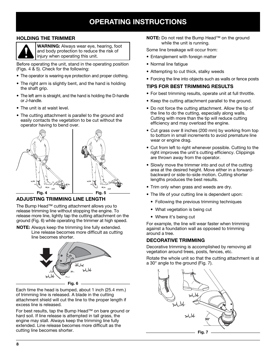 Operating instructions | Troy-Bilt 769-00425A User Manual | Page 8 / 48