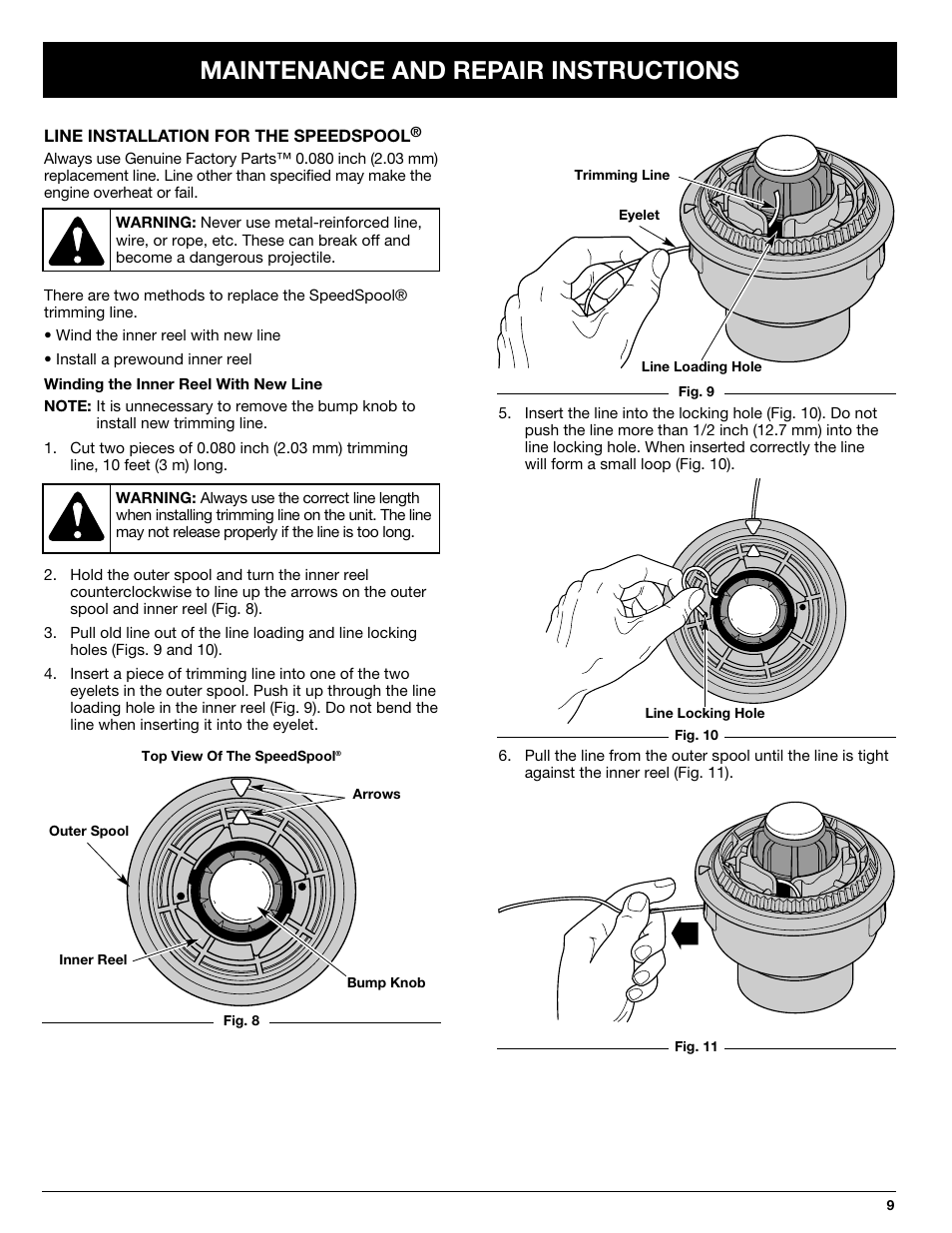 Maintenance and repair instructions | Troy-Bilt 769-00425A User Manual | Page 9 / 48