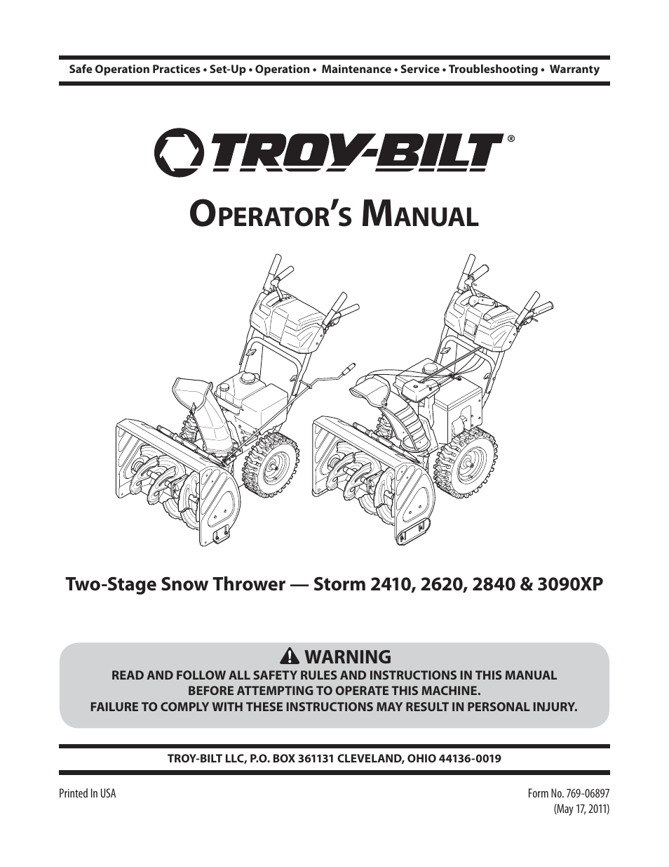 Troy-Bilt 2410 User Manual | 56 pages