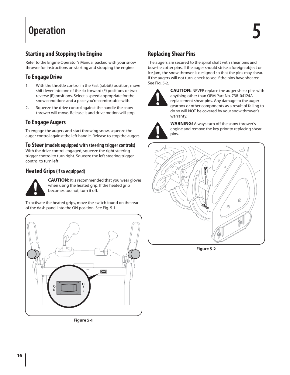 Operation | Troy-Bilt 2410 User Manual | Page 16 / 56