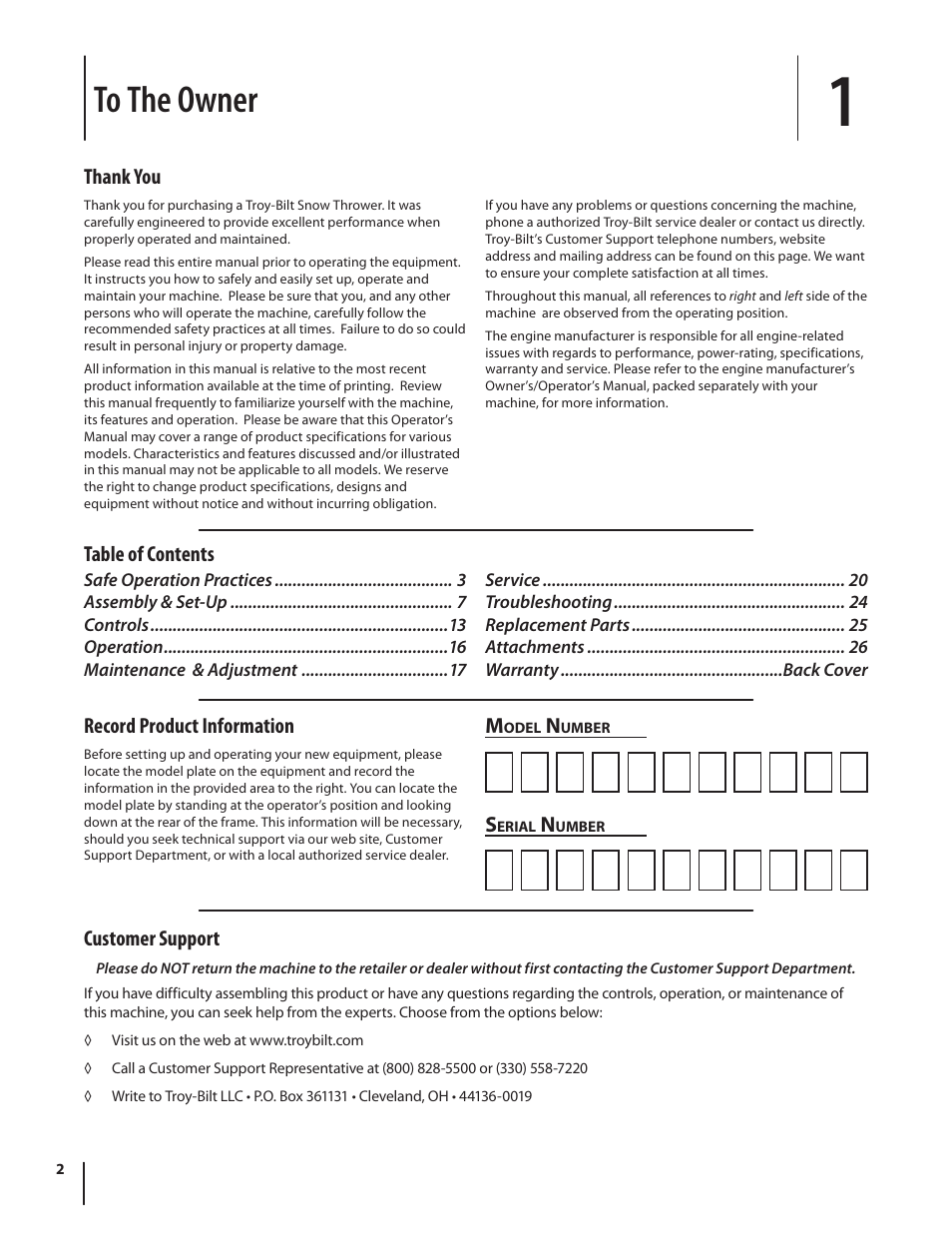 Troy-Bilt 2410 User Manual | Page 2 / 56