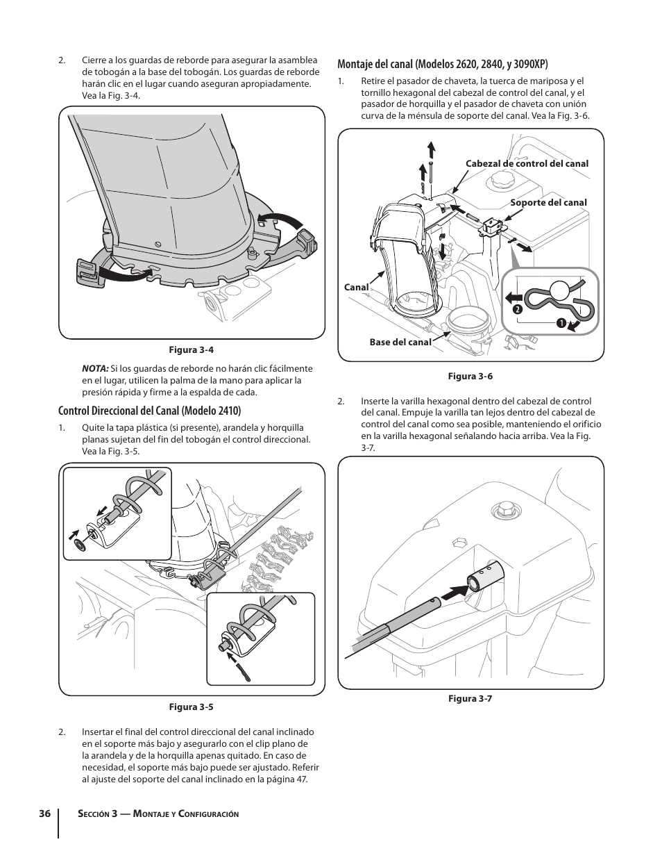 Control direccional del canal (modelo 2410) | Troy-Bilt 2410 User Manual | Page 36 / 56