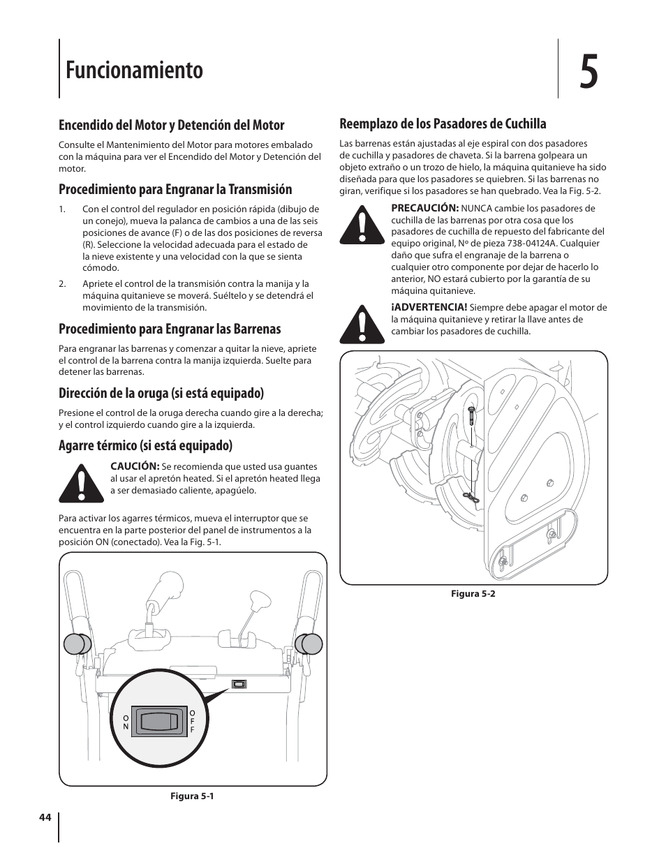 Funcionamiento | Troy-Bilt 2410 User Manual | Page 44 / 56