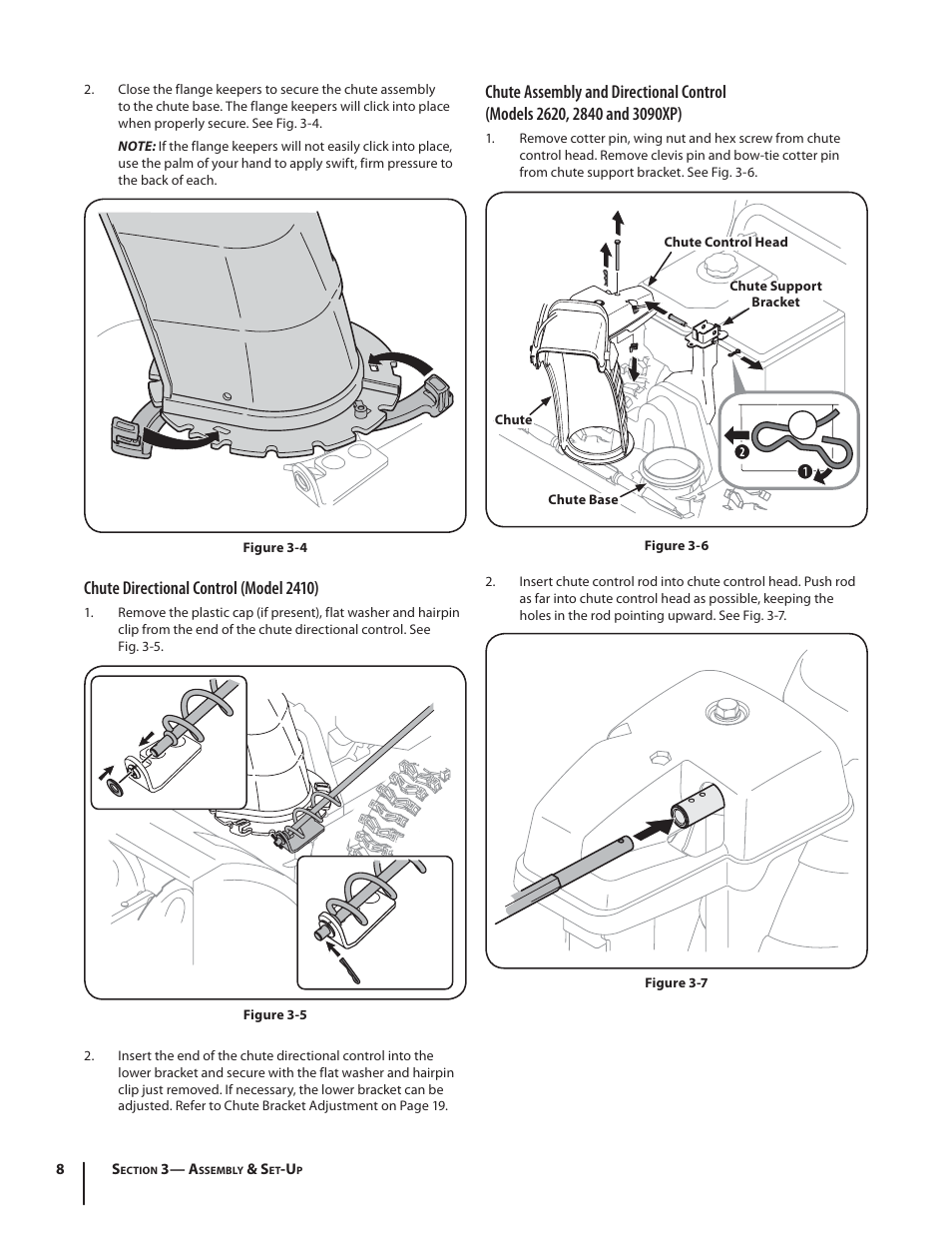 Chute directional control (model 2410) | Troy-Bilt 2410 User Manual | Page 8 / 56